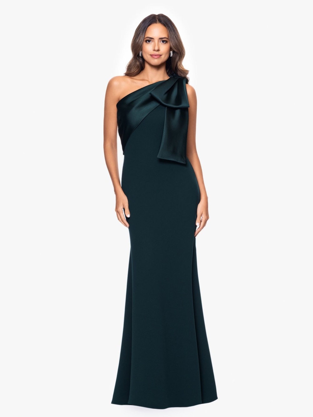 Betsy & Adam CARMELA" Scuba Crepe Satin Bow Dress Size 6 B2974